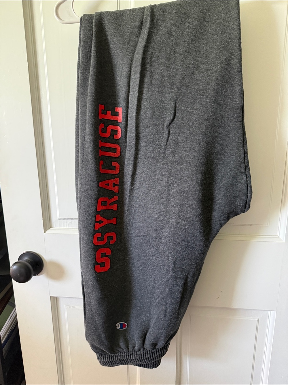 Champion Gray Sweatpants with Syracuse Orange Lettering